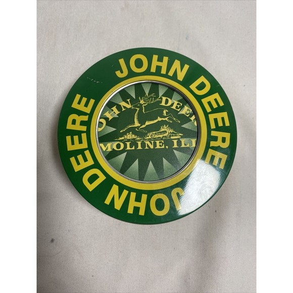 John Deere Tractor Absorbent Stone Bar Glass Coaster Set 4 Canister Holder - Picture 11 of 11